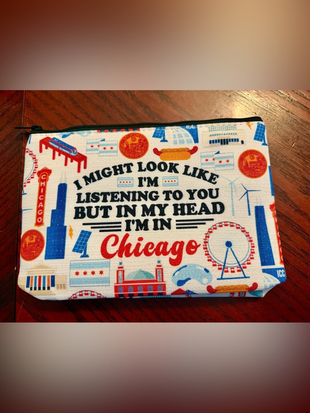 ✴️New✴️Chicago Quote Canvas Zip Makeup/Travel Bag